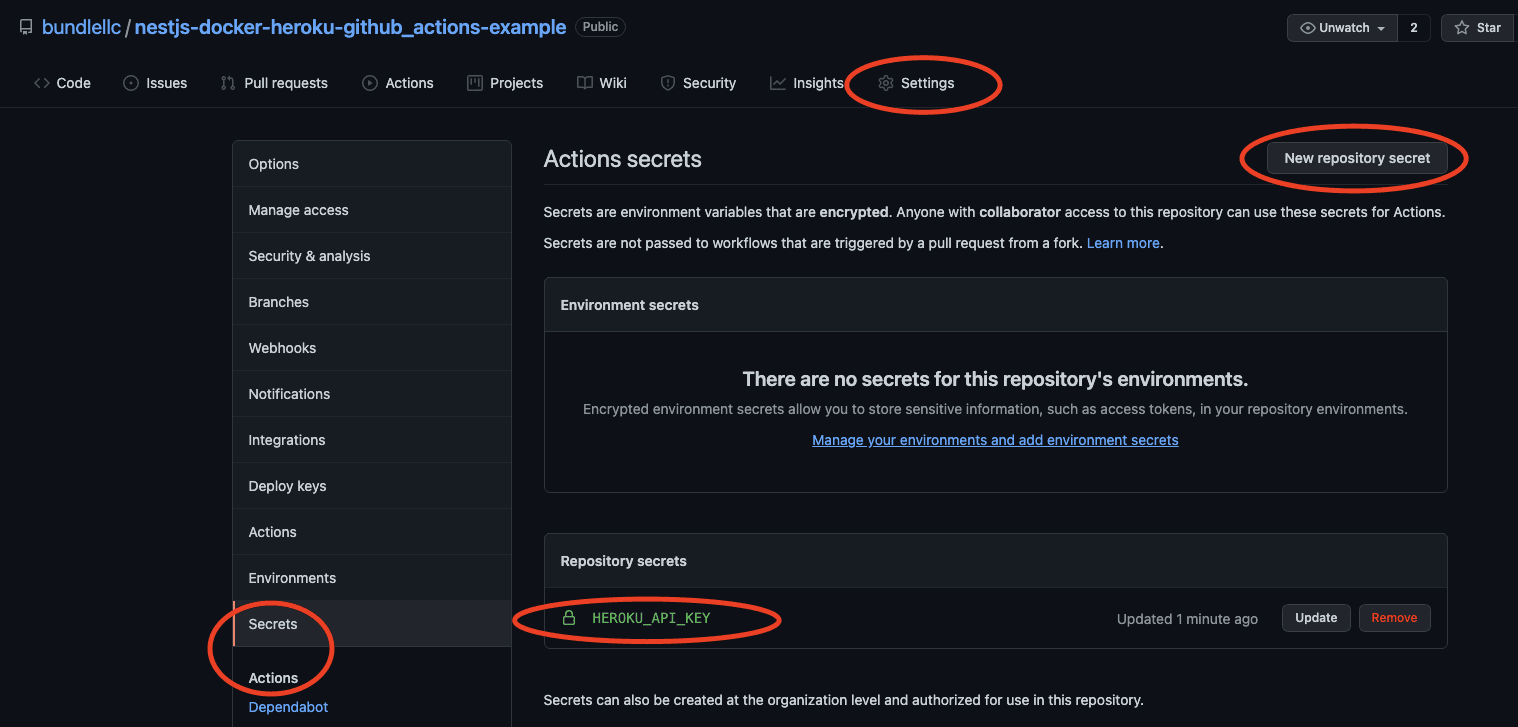 github add repository secret