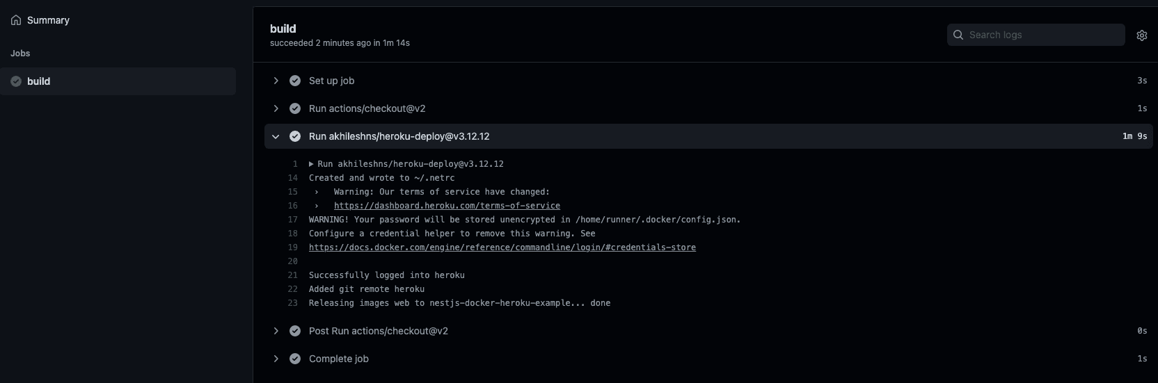 github workflow logs