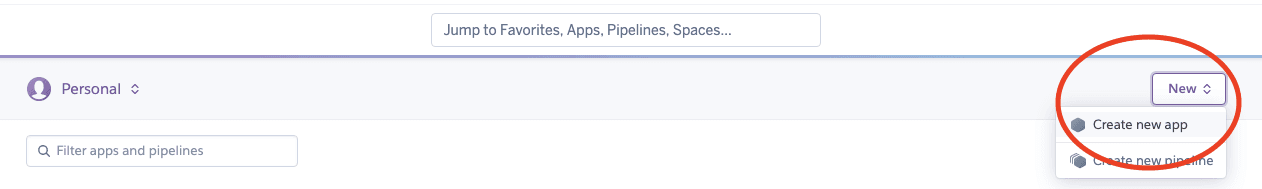 create a new app in heroku