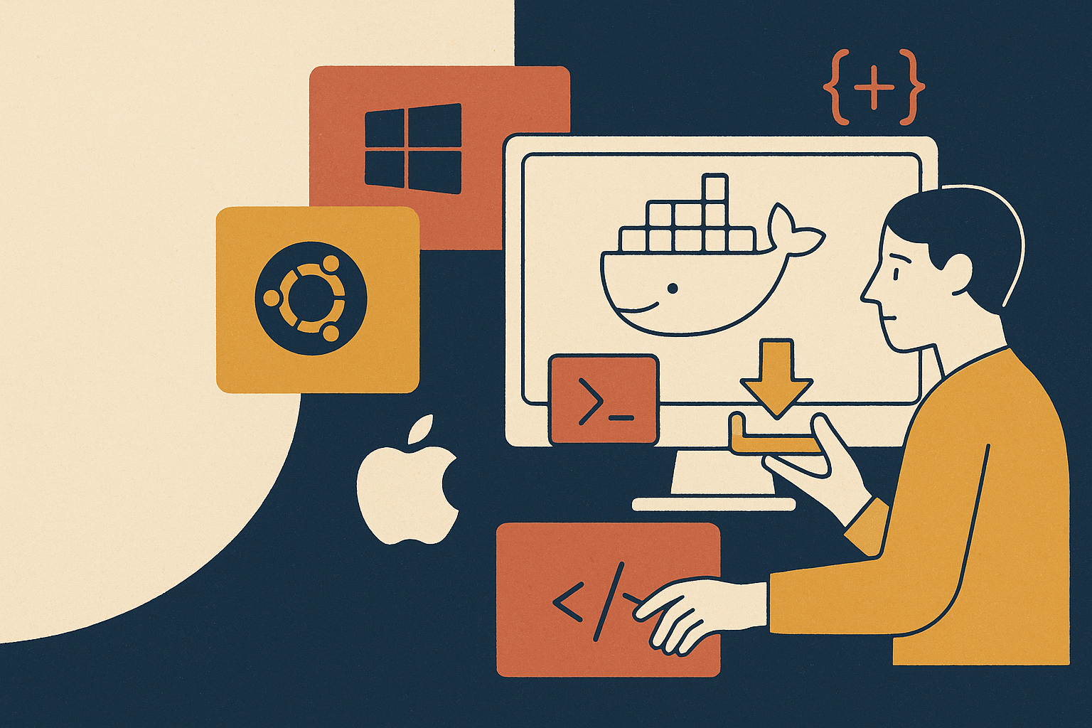 Cover illustration for "Installing Docker and Docker Compose".